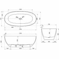 Ванна из полиэфирной смолы Vincea 170х75 VBT-6T01B Черная без гидромассажа — фото 7, Ванны