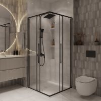 Душевой уголок Niagara Nova 80х80 NG-6822-34BLACK профиль Черный матовый стекло прозрачное — фото 2, Душевые уголки