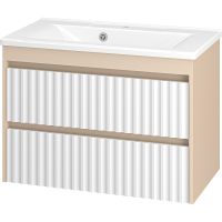 Тумба с раковиной Brevita Balaton 80 УТ000023724 подвесная Белая матовая Бежевая матовая — фото 1, Мебель для ванной