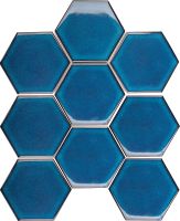 Керамическая мозаика StarMosaic Hexagon big Deep Blue Glossy JJFQ80048 25,6x29,5 см — фото 1, Мозаика