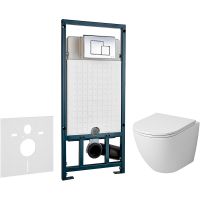 Комплект унитаза Grossman GR-4455S с сиденьем Микролифт и инсталляцией WeltWasser WW Marberg 507 10000005949+10000005953 с клавишей смыва Хром глянцевый — фото 1, Комплекты унитаз + инсталляция