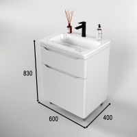 Тумба под раковину Style Line Марелла 60 Люкс Plus СС-00002395 Белый матовый антискрейтч — фото 7, Мебель для ванной