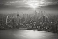 Фреска Ortograf Небоскребы 4140 Фактура флок FLK Флизелин (4*2,7) Серый, Город — фото 2, Фрески