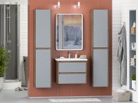 Шкаф пенал Brevita Chester 35 CHE-05035-4950По подвесной Серый матовый Дуб Чарльстон темно-коричневый — фото 8, Мебель для ванной