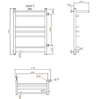Водяной полотенцесушитель Тругор Идеал ПМ 3 П 50x80 R с полкой Хром — фото 2, Водяные полотенцесушители