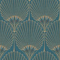 Обои Grandeco Asperia A 54902 Винил на флизелине (0,53*10,05) Бирюзовый/Золото, Абстракция/Цветы — фото 1, Обои для стен