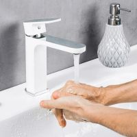 Смеситель для раковины Gappo G83 G1083-8 Белый Хром — фото 3, Смесители для раковины