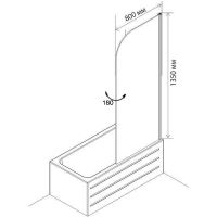 Шторка на ванну Agger A02-080TCR 80x140 профиль Хром стекло прозрачное — фото 5, Шторки для ванной распашные