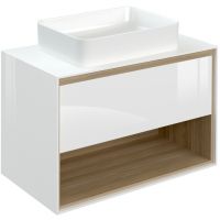 Тумба под раковину Cersanit Louna 80 SP-SZ-LOU80-BL/Wh подвесная Белый глянец дуб Эврика — фото 1, Мебель для ванной