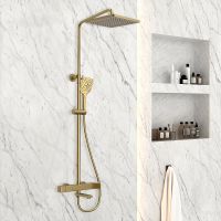 Душевая система Vincea Cube VSFS-1C1BG Брашированное золото — фото 1, Душевые стойки