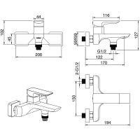 Смеситель для ванны Allen Brau Infinity 5.21006-31 Черный матовый — фото 17, Смеситель для ванны