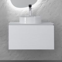 Тумба под раковину Jorno Stone 80 Stn.01.80/P/W/JR подвесная Белая — фото 1, Тумбы под раковину