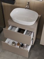 Тумба с раковиной Orange Line 60 Li-60TuLMDF+B08-500W подвесная Латте матовый — фото 4, Мебель для ванной