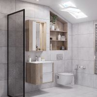 Тумба под раковину Aquaton Бостон 60 1A252501BN010 подвесная Дуб эврика Белый — фото 5, Тумбы под раковину