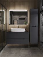 Тумба с раковиной Orange Line 100 Li-100TugMDF+B07-675W подвесная Графит матовый — фото 4, Тумбы с раковиной