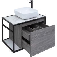 Тумба под раковину Aquanet Nova Lite Loft 75R 261653 подвесная Дуб рошелье — фото 2, Тумбы под раковину