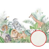 Фреска детская Ortograf Little Friends 34358 Фактура флок FLK Флизелин (4*3) Разноцветный, Животные/Листья — фото 1, Фрески