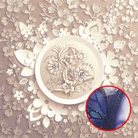 Фреска Ortograf 3D 30747 Фактура бархат серебро FX-S Флизелин (2,7*2,7) Бежевый, Цветы/Абстракция — фото 1, Фрески