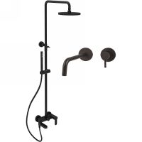 Комплект смесителей Paffoni Light KITCOL632NO006 Черный матовый — фото 1, Готовые комплекты для ванной комнаты