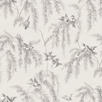 Обои LOYMINA Шелковый путь Флизелин (1*10,05) Серый, Птицы/Листья арт-SLK5 008/1 — фото 1, Обои для стен