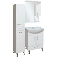 Шкаф пенал Runo Севилья 35 R 00000000601 с бельевой корзиной Белый — фото 3, Пеналы для ванной комнаты