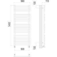 Водяной полотенцесушитель Terminus Кремона П22 500х1400 4670078530691 Хром, нижнее подключение, G 1/2" ВР, с комплектом вентилей — фото 4, Водяные полотенцесушители