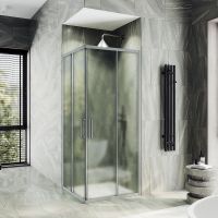 Душевой уголок Maybah Glass MGY-1327-5 900x900x1950 раздвижной профиль Хром матовый стекло сатиновое — фото 1, Душевые уголки