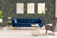 Обои Marburg Urban Elegance 34239 Винил на флизелине (1,06*10,05) Черный/Золото, Листья/Штукатурка — фото 4, Обои для стен