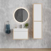 Шкаф пенал Onika Дайлер 35 403568 подвесной Белый Дуб сонома — фото 5, Мебель для ванной