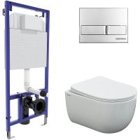 Комплект унитаза с инсталляцией Berges Novum 043237 с сиденьем Микролифт и клавишей смыва Хром глянцевый — фото 1, Комплекты унитаз + инсталляция