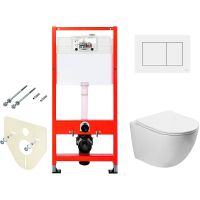 Комплект унитаза Vincea Globo VT1-14S с инсталляцией Tece Base 9400413 с сиденьем Микролифт и Белой клавишей смыва — фото 1, Комплекты унитаз + инсталляция