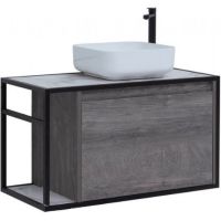 Тумба под раковину Aquanet Nova Lite Loft 90R 261655 подвесная Дуб рошелье — фото 1, Тумбы под раковину