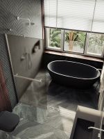 Душевая перегородка Maybah Glass MGD-734-5ш 890x1950 в широком профиле Хром матовые стекло бронзовое матовое — фото 5, Душевые перегородки