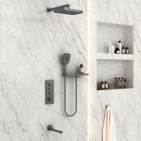 Душевая система Vincea VSFW-431T1RGM с термостатом Вороненая сталь — фото 3, Душевое оборудование. Душевая программа