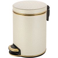 Ведро для мусора Geralis V-RWG-B Ромб Белое, кант Золото, 5 л — фото 1, Мусорные ведра