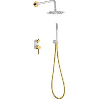 Душевая система Boheme Uno 464-WG Белая матовая Золото — фото 1, Душевое оборудование. Душевая программа