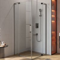 Душевой уголок Cezares Slider 100x100 SLIDER-A-2-90/100-C-GM профиль Оружейная сталь стекло прозрачное — фото 1, Квадратные душевые уголки