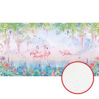 Фреска Ortograf Flora 31252 Фактура бархат FX Флизелин (5*2,7) Голубой/Разноцветный, Птицы/Цветы — фото 1, Фрески