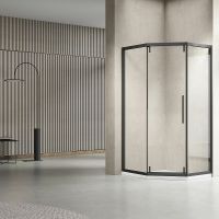 Душевой уголок Vincea Show 100x100 VSP1-4SH100CLB профиль Черный стекло прозрачное — фото 2, Душевые уголки