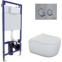 Комплект унитаза с инсталляцией Berges Novum 043249 с сиденьем Микролифт и клавишей смыва Хром глянец — фото 1, Комплекты унитаз + инсталляция