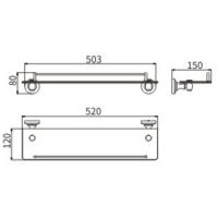 Стеклянная полка CeramaLux Bianco 52011 Хром — фото 2, Полки для ванной и душа
