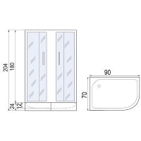 Душевой уголок Мономах ДУ 90x70 МЗ BL 10000008623 профиль Черный матовый стекло прозрачное с рисунком — фото 5, Душевые уголки