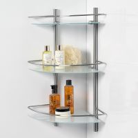 Стеклянная полка WasserKRAFT Ammer K-3733 угловая Хром матовый — фото 2, Полки для ванной и душа