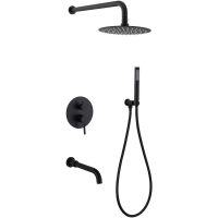 Душевая система Ростовская Мануфактура Сантехники SUS129BL-1S Черная матовая — фото 1, Душевое оборудование. Душевая программа