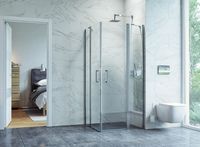 Душевой уголок Excellent Mazo 100х100 KAEX.3000.2S.1010.LPx2+KAEX.3023.2D.0500.LP (KAEX.3023.2D.0500.LP+KAEX.3000.2S.1010.LP) профиль Хром стекло прозрачное — фото 2, Душевые уголки