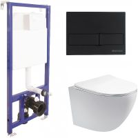 Комплект унитаза Aquatek Европа AQ1900-00 с инсталляцией Berges Novum L5 040215 с сиденьем Микролифт и Черной матовой клавишей смыва — фото 1, Комплекты унитаз + инсталляция