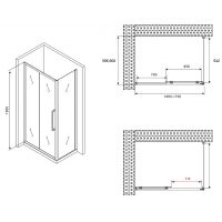 Душевой уголок Abber Schwarzer Diamant 170x60 AG30170MH-S60M профиль Хром стекло матовое — фото 5, Прямоугольные душевые уголки