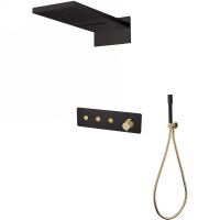 Душевая система Boheme Fusion 130-BG Черная Золото — фото 1, Душевое оборудование. Душевая программа