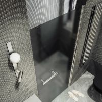 Душевая дверь Maybah Glass MGD-457-5 800x1980 на монопетле Хром матовый стекло графитовое матовое — фото 4, Душевые двери в нишу