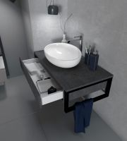 Тумба под раковину 1MarKa Grunge Loft 90П У85849 подвесная Бетон темно-серый — фото 3, Тумбы под раковину